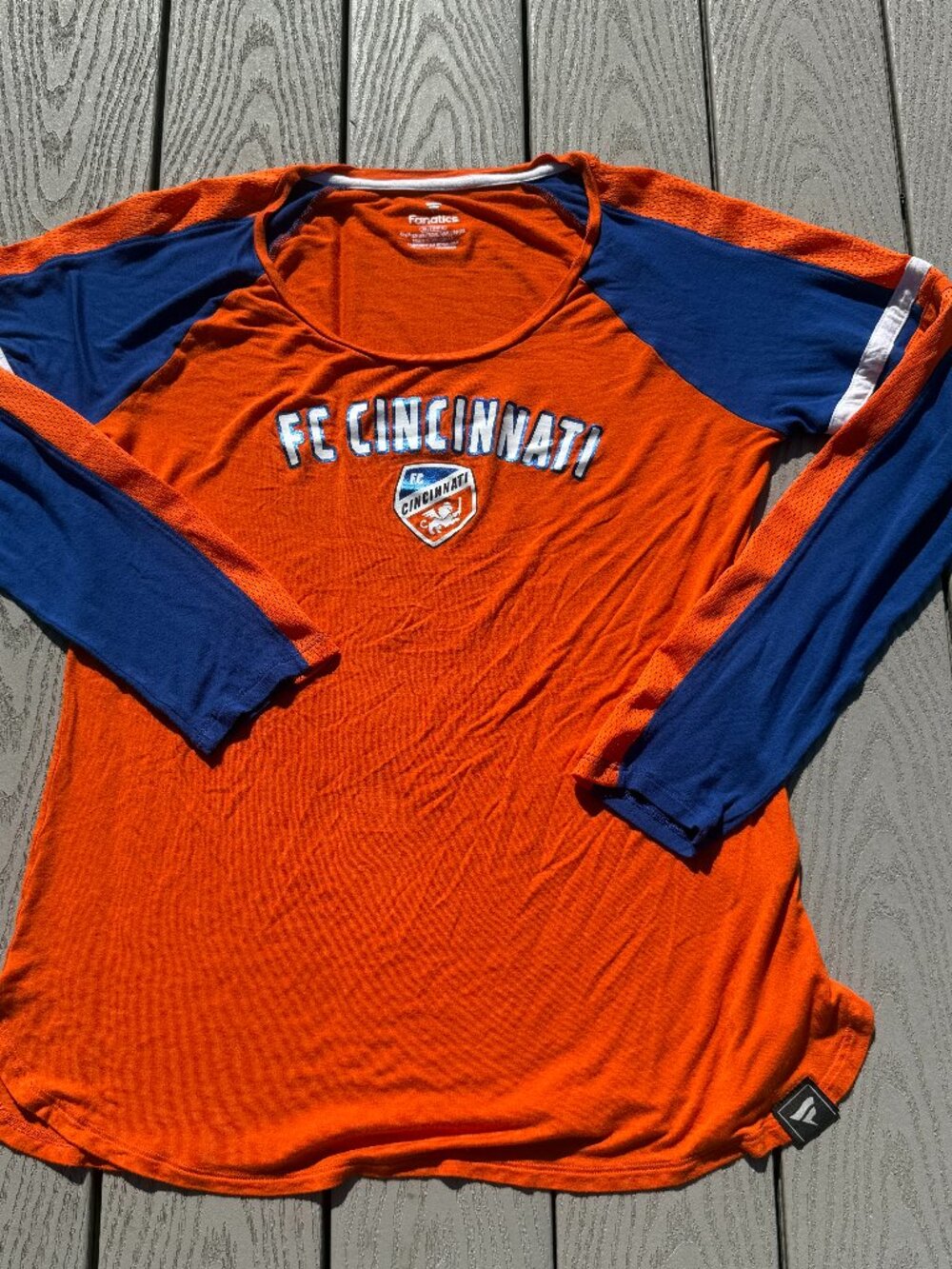 Fanatics FC Cincinnati Womens XL Shirt ong Sleeve Orange Blue
